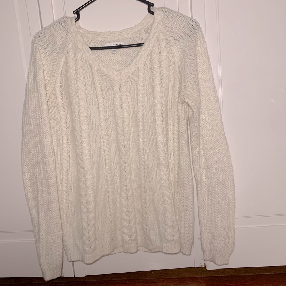 White knit sweater
